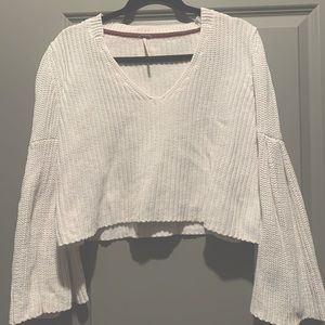 Free people white knit cropped sweater